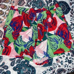 Plus Floral Print Elastic Waist Shorts